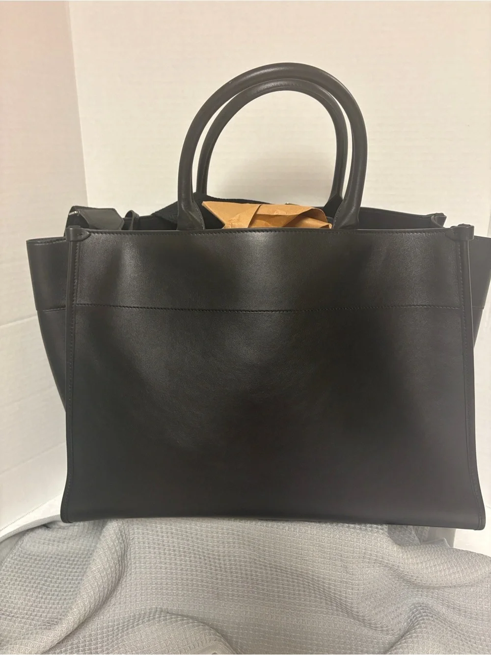 Lanvin Black Leather Tote with Detachable Pouch